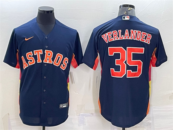 Men's Houston Astros #35 Justin Verlander Navy Cool Base Stitched Jersey
